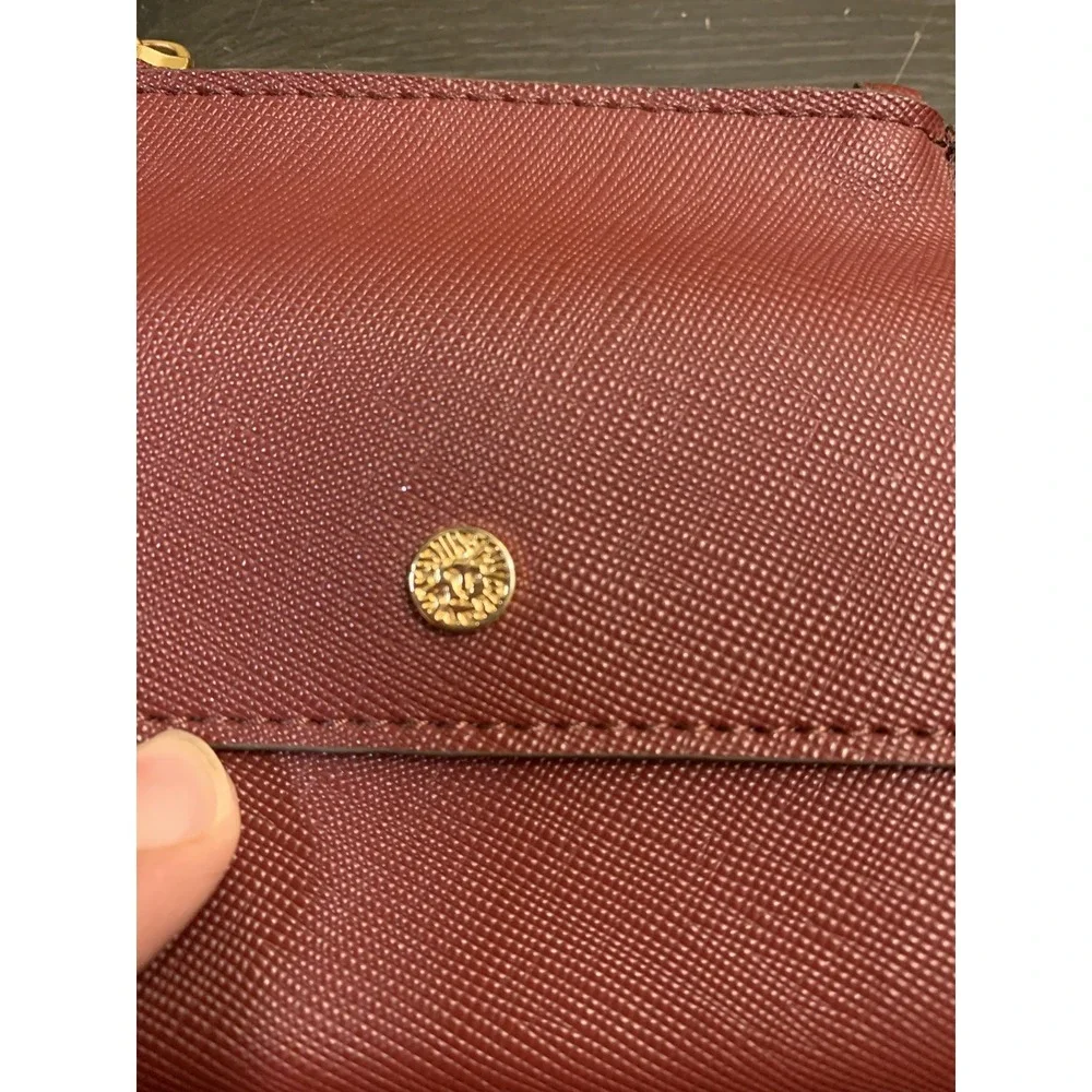 Anne Klein Red Faux Leather Coin Purse/Card Wallet/Key‎ Chain Zipper EUC